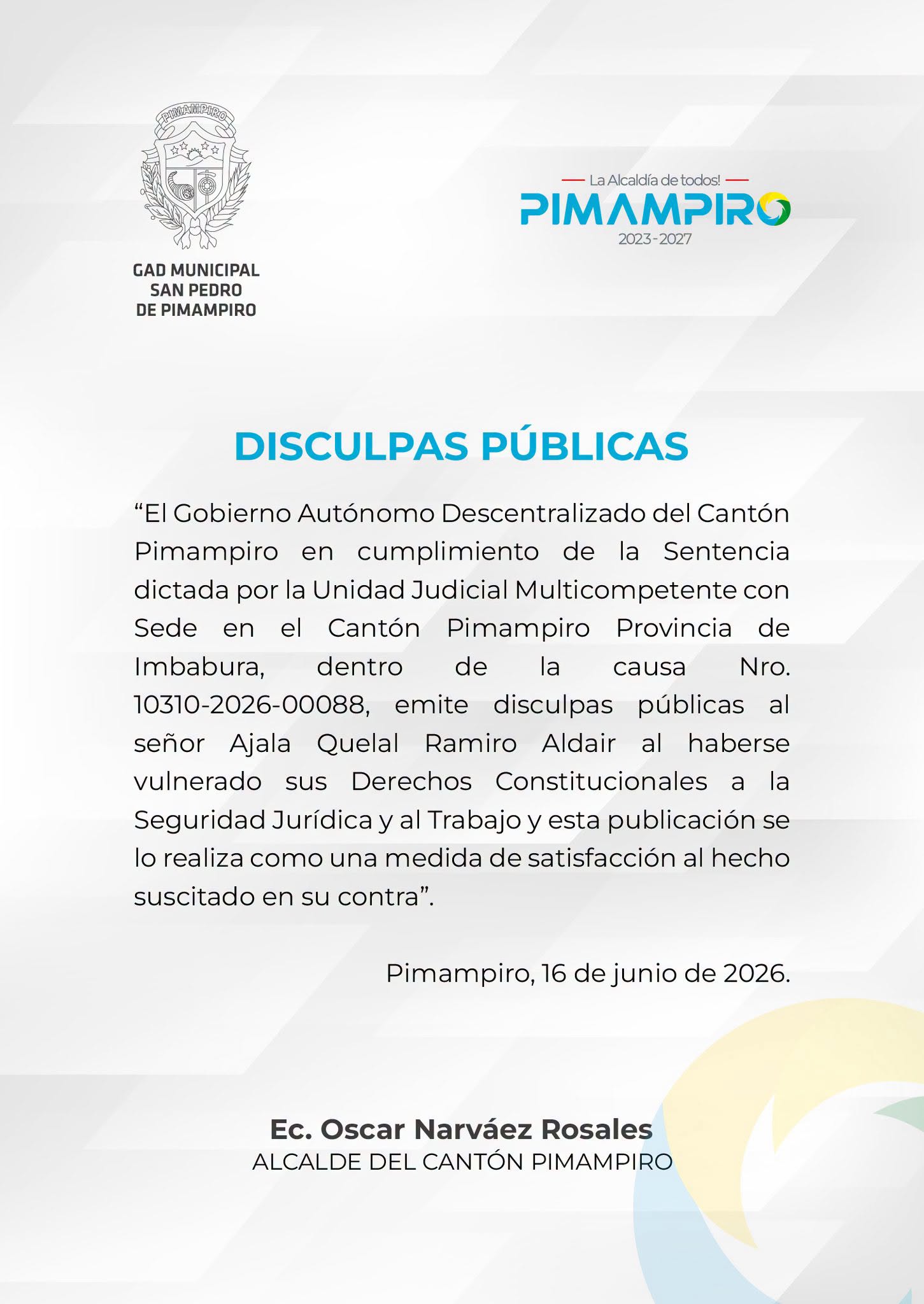 DISCULPAS PÚBLICAS